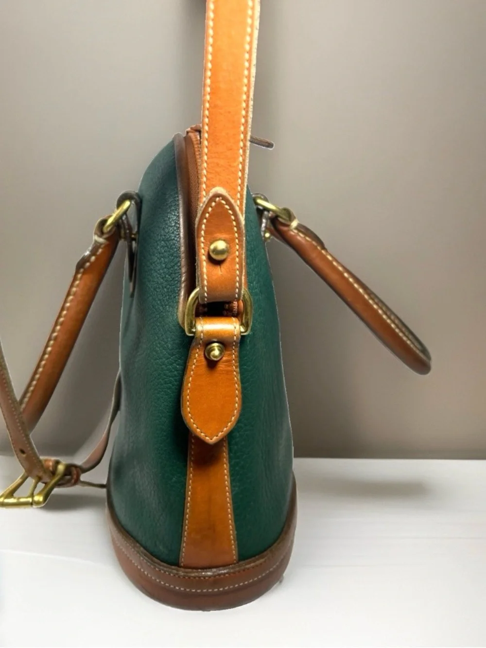 🦆 DOONEY & BOURKE NORFOLK FIR GREEN BRITISH TAN PEBBLE AWL SATCHEL VINTAGE